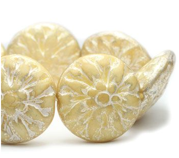 Dahlia Yellow Ivory with Mercury Finish, 14MM