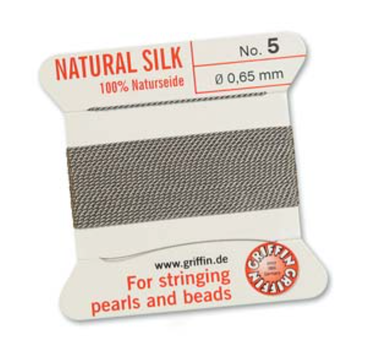 Griffin Silk Bead Cord - Size 5 Grey