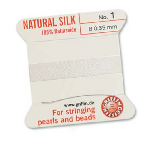 Griffin Silk Bead Cord - Size 1 White