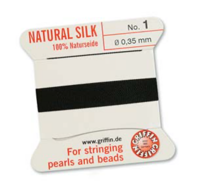 Griffin Silk Bead Cord - Size 1 Black