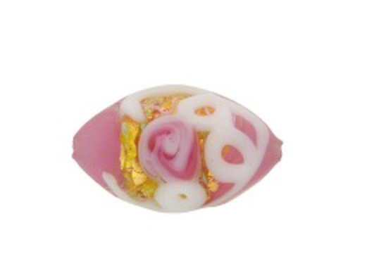 Murano Glass Dark Pink Wedding Cake Oval, 13MM