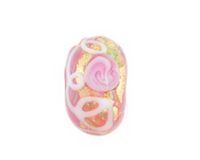 Murano Pink Wedding Cake Glass Rondell, 12MM