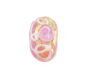 Murano Pink Wedding Cake Glass Rondell, 12MM