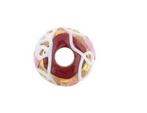 Murano Dark Red Wedding Cake Glass Large Hole Rondell, 12MM