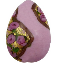 Murano Bead of Roses Exterior Gold Teardrop, 40MM