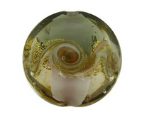 Murano Gray and White Swirl Foil Glass Bead, 20MM