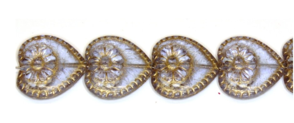 Vintage-Looking Heart Beads, Various Colors, Czech Glass 16MM