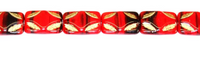 Red and Black Picasso Rectangle Glass Beads, 15MM