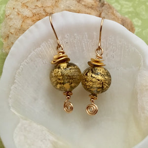 Gold Venetian Foil Earrings in 14K Gold Fill