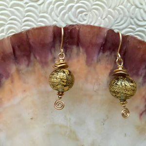 Gold Venetian Foil Earrings in 14K Gold Fill