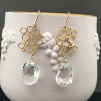 Long Crystal Quartz Nugget Earrings in 14K Gold Fill