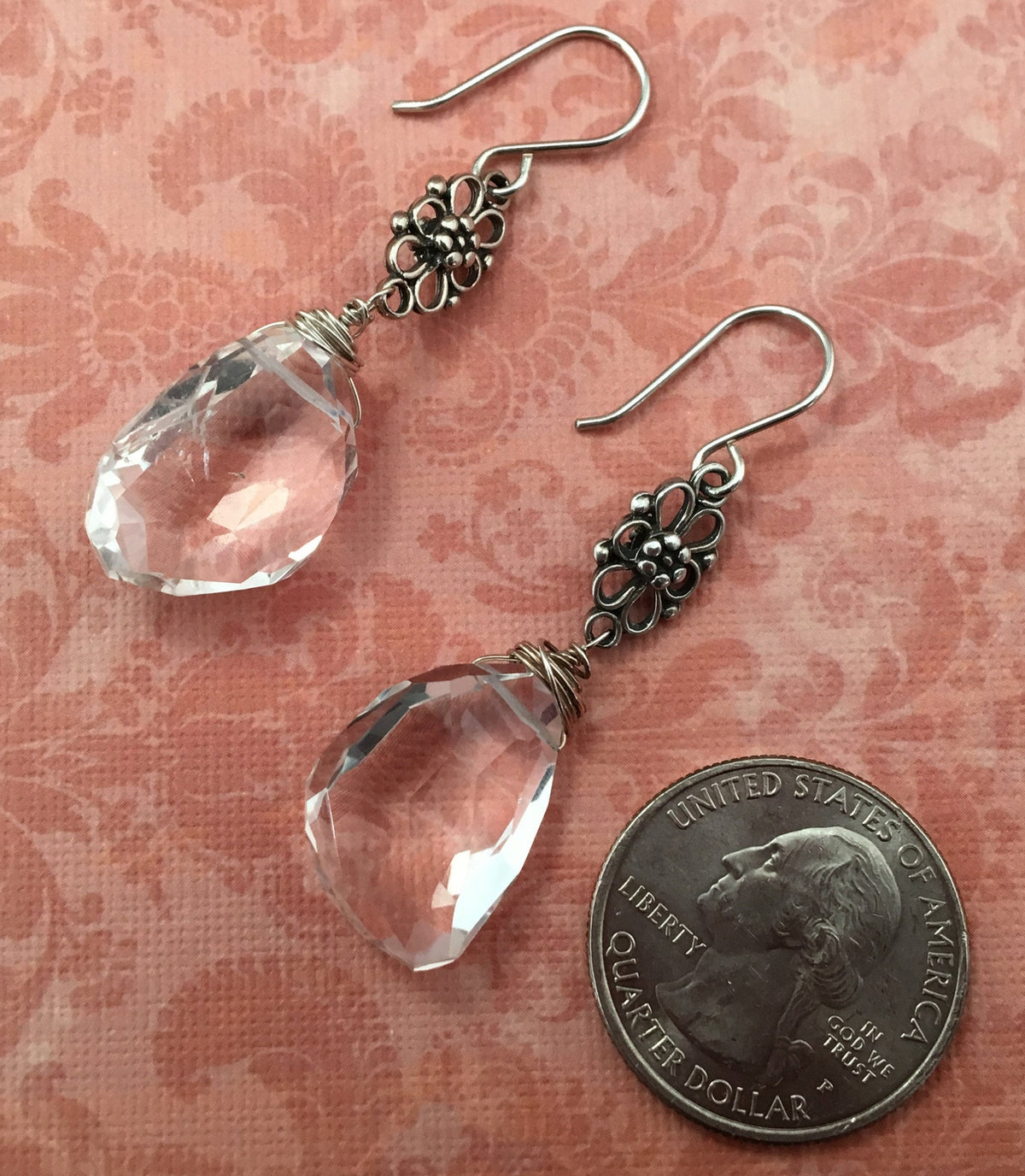 Crystal Quartz Nugget Earrings in Sterling Silver