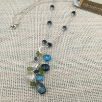 London and Swiss Blue Topaz Dangle Necklace in Sterling Silver