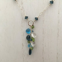 Load image into Gallery viewer, London and Swiss Blue Topaz Dangle Necklace in Sterling Silver
