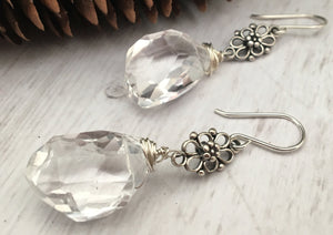 Crystal Quartz Nugget Earrings in Sterling Silver