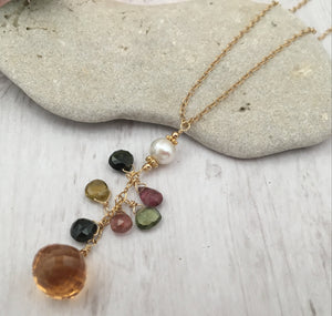 Citrine Onion-Cut Drop Necklace in 14K Gold Fill