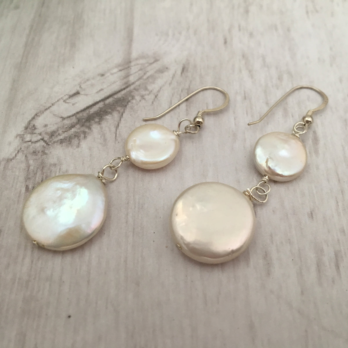 White Coin Pearl Bridal Earrings