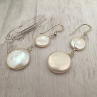 White Coin Pearl Bridal Earrings