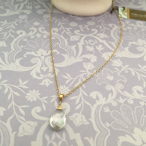 Clear Quartz Pendant Necklace in 14K Gold Fill