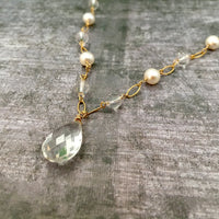 Crystal Quartz and Freshwater Pearl Necklace in 14K Gold Fill