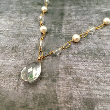 Load image into Gallery viewer, Crystal Quartz and Freshwater Pearl Necklace in 14K Gold Fill
