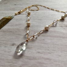 Load image into Gallery viewer, Crystal Quartz and Freshwater Pearl Necklace in 14K Gold Fill
