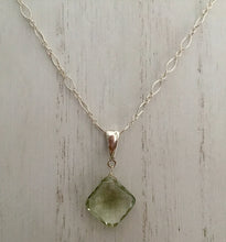 Load image into Gallery viewer, Large Cushion Cut Green Amethyst Necklace in Sterling Silver
