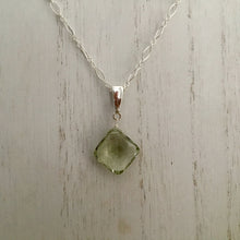 Load image into Gallery viewer, Large Cushion Cut Green Amethyst Necklace in Sterling Silver
