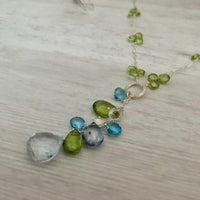 Ocean Drop Lariat Necklace in Sterling Silver