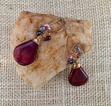 Load image into Gallery viewer, Large Red Jasper and Spinel Earrings in 14K Gold Fill
