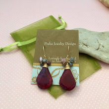 Load image into Gallery viewer, Large Red Jasper and Spinel Earrings in 14K Gold Fill
