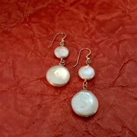 White Coin Pearl Bridal Earrings