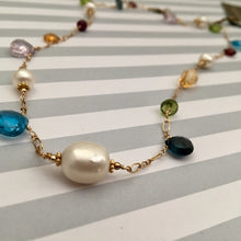 Load image into Gallery viewer, Multi Gemstone and Freshwater Pearl Necklace in 14K Gold Fill
