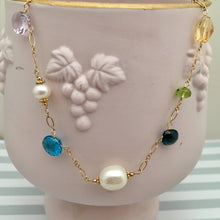 Load image into Gallery viewer, Multi Gemstone and Freshwater Pearl Necklace in 14K Gold Fill
