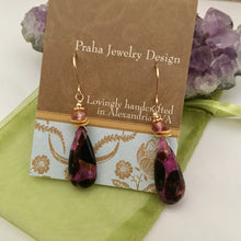 Load image into Gallery viewer, Pink Copper Obsidian Composite Earrings in 14K Gold Fill
