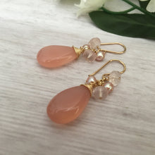 Load image into Gallery viewer, Large Pink Drop Chalcedony Earrings in 14K Gold Fill
