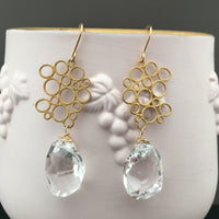 Long Crystal Quartz Nugget Earrings in 14K Gold Fill