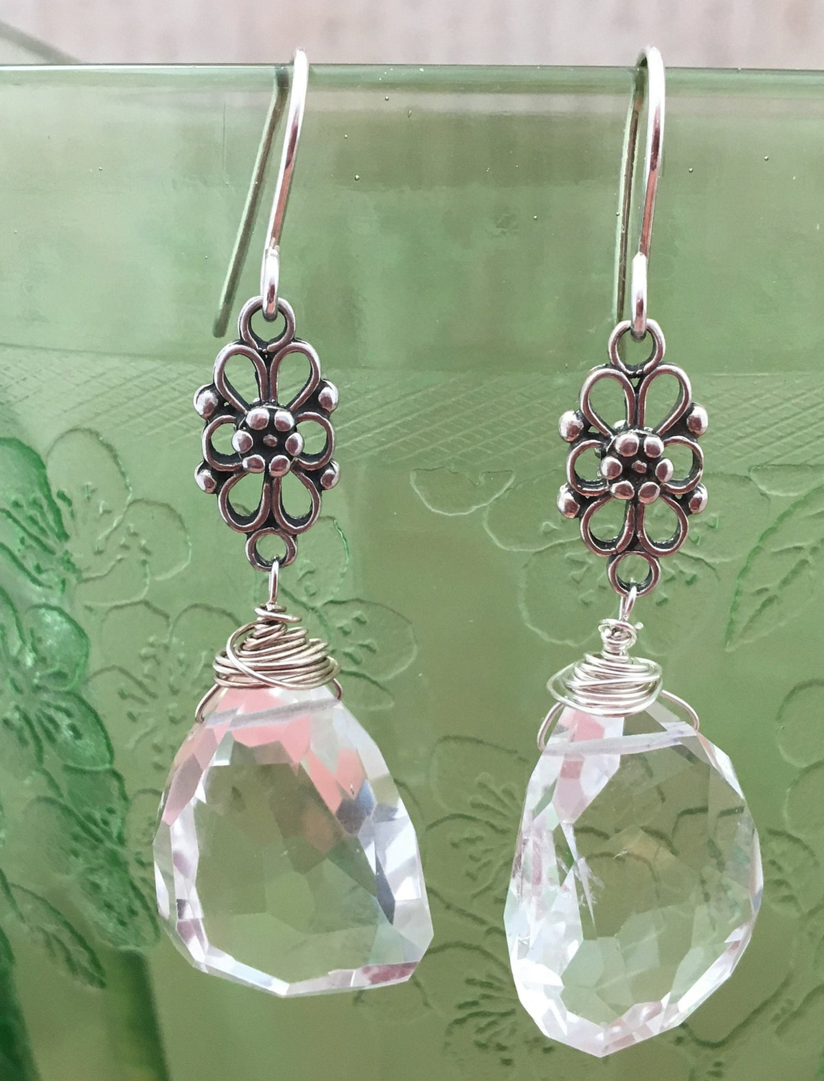 Crystal Quartz Nugget Earrings in Sterling Silver