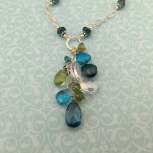 Load image into Gallery viewer, London and Swiss Blue Topaz Dangle Necklace in Sterling Silver
