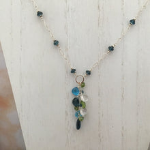 Load image into Gallery viewer, London and Swiss Blue Topaz Dangle Necklace in Sterling Silver
