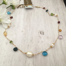 Load image into Gallery viewer, Multi Gemstone and Freshwater Pearl Necklace in 14K Gold Fill
