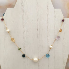 Load image into Gallery viewer, Multi Gemstone and Freshwater Pearl Necklace in 14K Gold Fill
