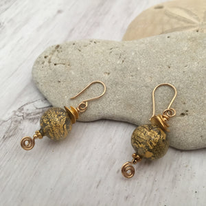 Gold Venetian Foil Earrings in 14K Gold Fill