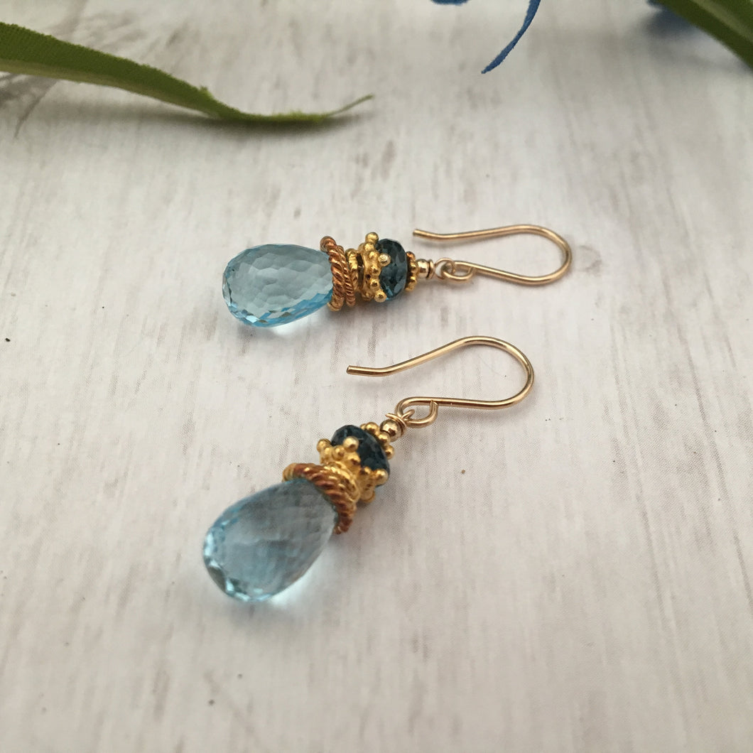 Blue Topaz Earrings in 14K Gold Fill