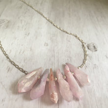 Load image into Gallery viewer, Raw Pink Quartz Point Stone Necklace in Sterling Silver
