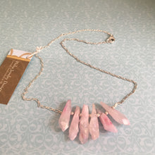 Load image into Gallery viewer, Raw Pink Quartz Point Stone Necklace in Sterling Silver
