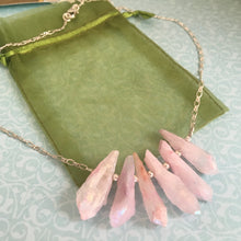 Load image into Gallery viewer, Raw Pink Quartz Point Stone Necklace in Sterling Silver
