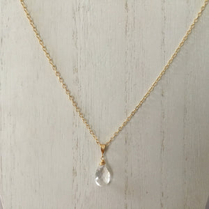 Clear Quartz Pendant Necklace in 14K Gold Fill