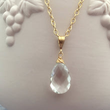 Load image into Gallery viewer, Clear Quartz Pendant Necklace in 14K Gold Fill
