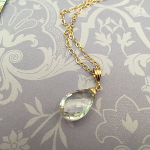 Clear Quartz Pendant Necklace in 14K Gold Fill